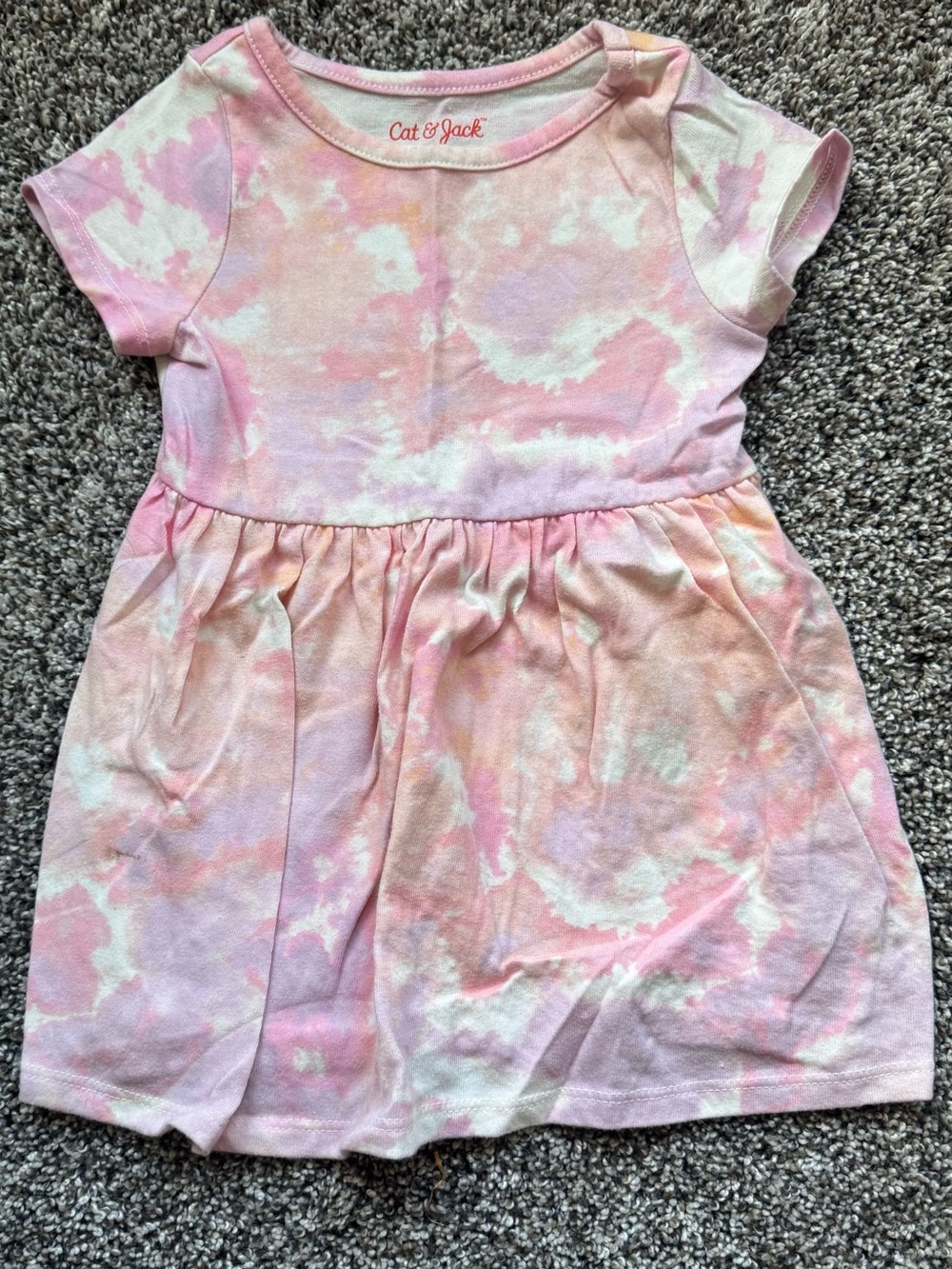 Cat & Jack Pink and White Tie-Dye Short Sleeve Dress